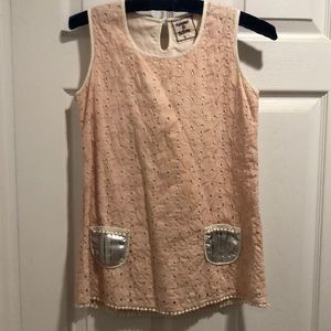 Cupcakes & Pastries Pink Floral Eyelet Sleeveless Dress Lined Keyhole Back 7
